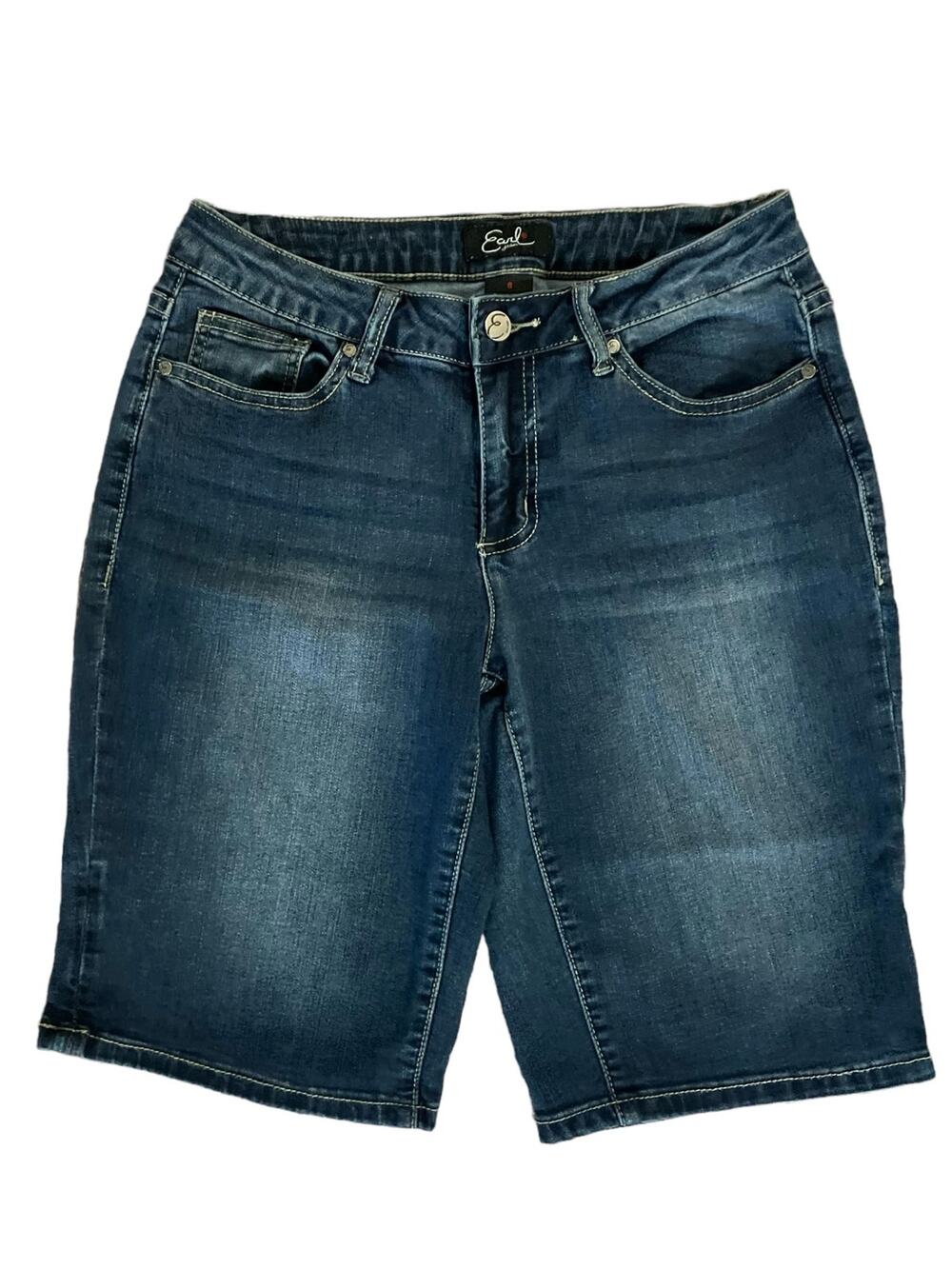 Earl Jeans Women's Blue Denim 11" Inseam Bermuda Shorts 5-Pocket | Size 8